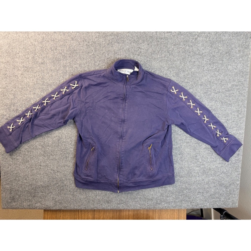 Needle & Thread Mens Medium Purple Lace Up Sleeve Zip Up Sweatshirt Jacket Y2K